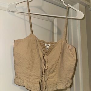 Aerie Tan Crop Top with Tie Front